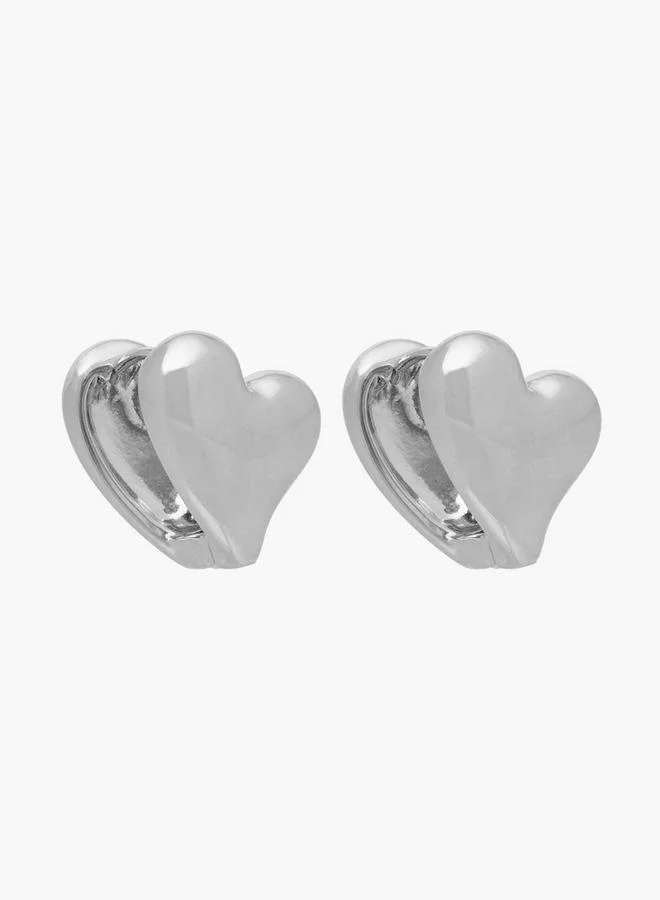 Flora Bella By Shoexpress Heart-Shaped Metallic Earrings - Set Of 3